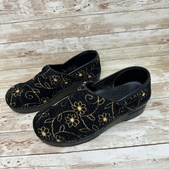 Dansko Sanita Professional Black Floral Tapestry Work Slip On Clogs Women's 39 - Picture 3 of 8